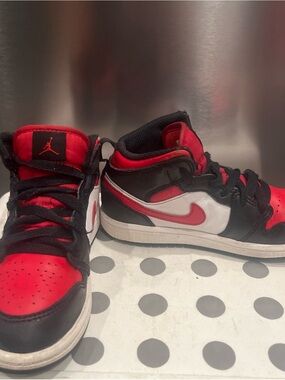 Jordan Kids' Red, Black & White Mid-Top Sneakers